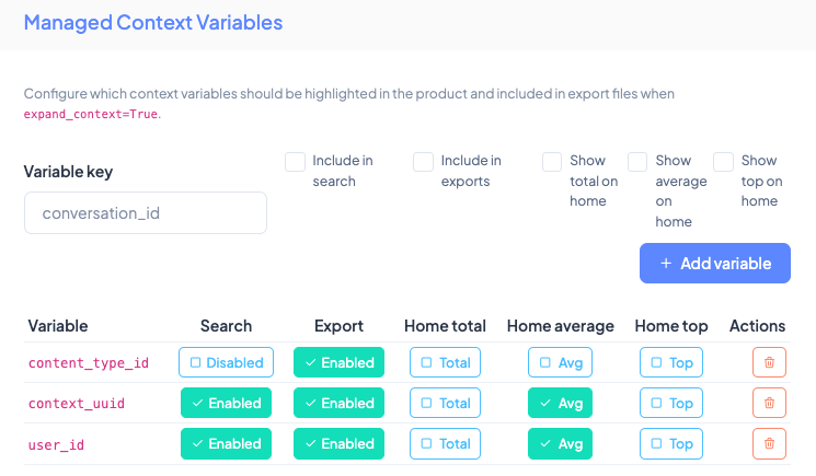 Managed Context Variables Configuration